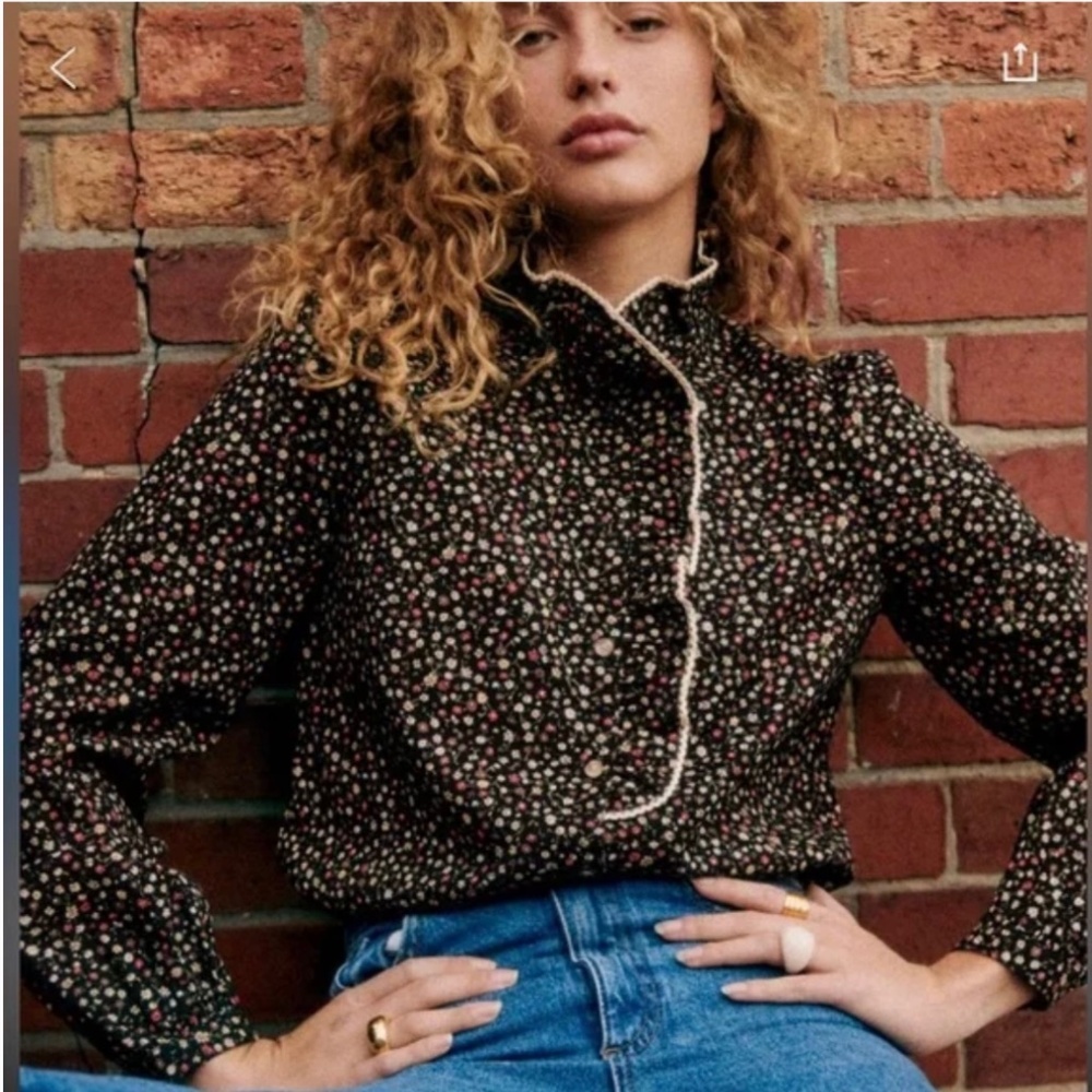 Sezane Angelina Floral Shirt, Size 34